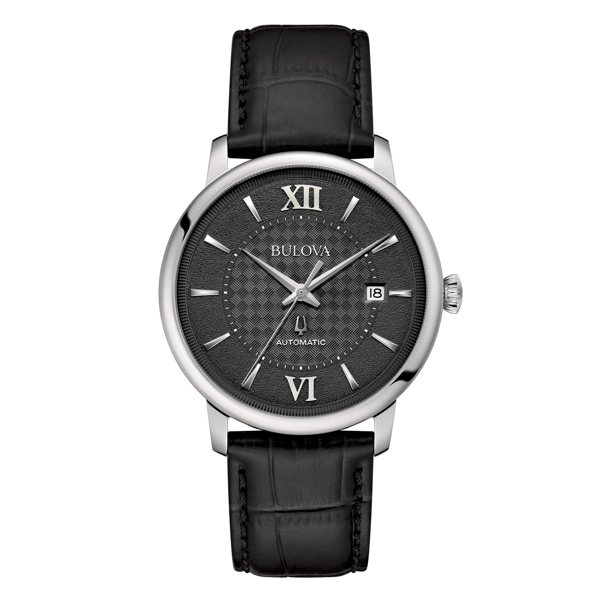 Orologio Uomo Bulova Hudson Automatico Pelle Nero Data 96B441